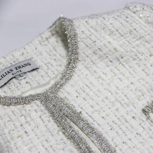 定制-简单优雅气质-粗花呢白色织带嵌边-小香风气质短外套1905036 商品图2