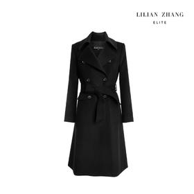 羊绒双排扣大衣 - 英伦风气质翻领百搭通勤中长款外套  1506007