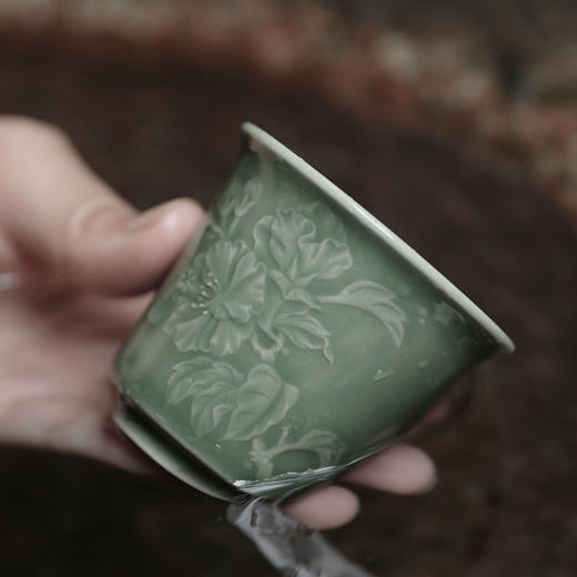 龙泉青瓷严少英木槿昔年茶杯梅子青茶具陶瓷品茗杯主个人饮杯高档功夫茶道 商品图1