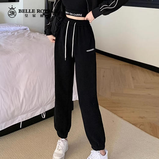 新款加绒加厚卫裤女秋运动休闲裤束脚保暖外穿休闲裤子显瘦XZ3685 商品图7