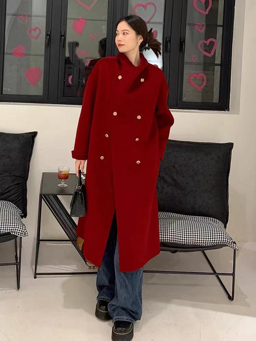 安娜红色羊毛大衣 商品图1