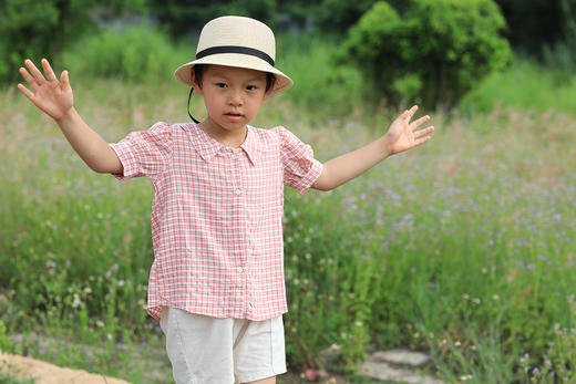 SYZBX015 泡泡袖格子衫 80-120 商品图1