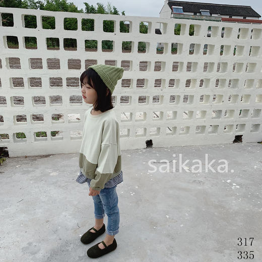 WT317下摆拼格卫衣   100-140 商品图3