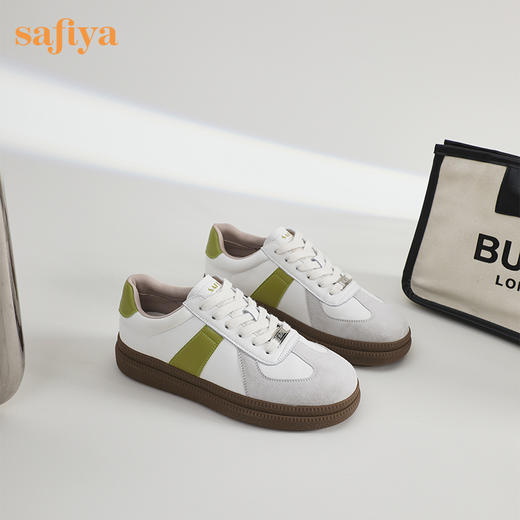 Safiya/索菲娅2024春季新款潮流街头透气百搭复古拼色厚底德训鞋 SF41112034 商品图6