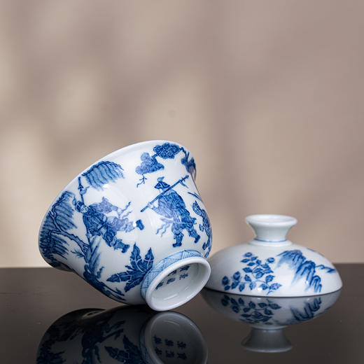 青花鬼谷子下山盖碗 商品图3