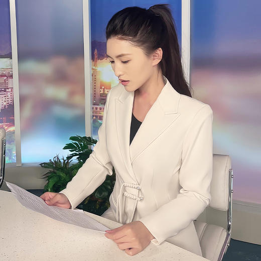 IWY/新中式西装外套女时尚轻奢总裁范职业装气质高端西服白色套装FYCP203 商品图1