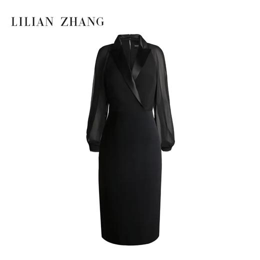 轻奢、格调派对—插肩纱袖小黑裙 - 优雅气质显瘦连衣裙  2301031 商品图1