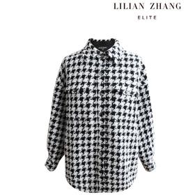 定制——千鸟格黑白毛呢外套、羊毛短款长袖秋冬保暖休闲  2105035