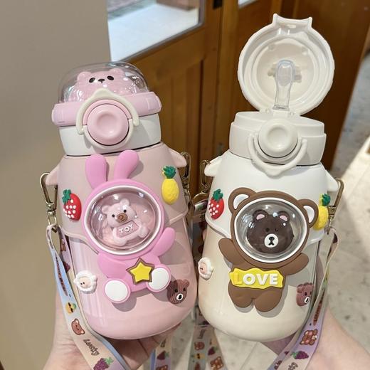 【保温！大容量满足你的口渴】新款学生不锈钢保温杯，高颜值儿童316食品级水杯大容量吸管杯子，直饮吸嘴 密封硅胶 圆润杯口 便携提环 商品图0