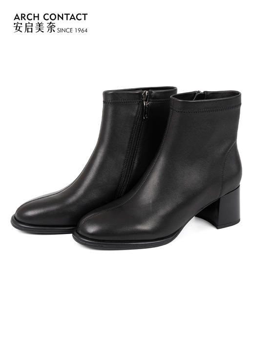 ARCHCONTACT时尚方头气质粗跟显瘦短靴52896 商品图0