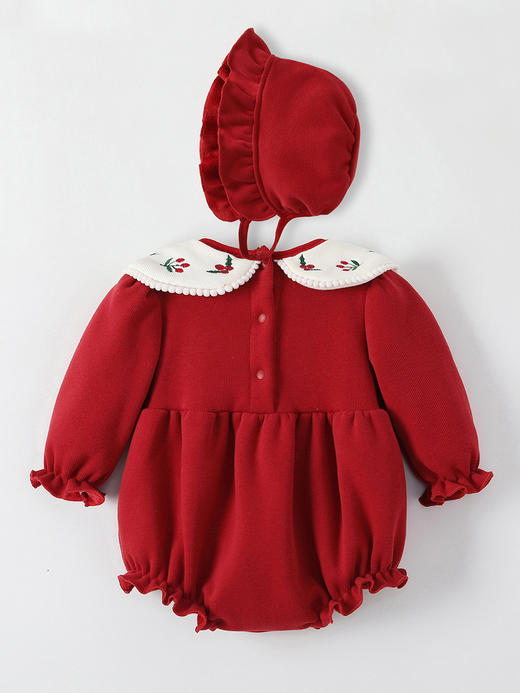 【萌宝时尚长袖哈衣】宝宝衣服秋冬2023新生儿包屁衣圆领拼色加绒保暖婴儿衣服 百天服装 商品图1