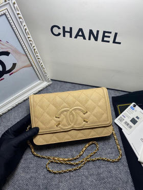 秋冬特惠💰920 原单香奈儿 Chanel Woc细球纹小牛皮链条包 多功能时尚链条跨包82003 手拿斜挎通用 金扣 尺寸19cm