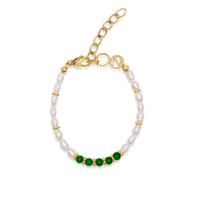 北京仓｜Nialaya-Beaded Bracele-巴洛克珍珠 绿玛瑙 手链［美国设计师］