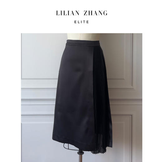 定制—accordion—精致优雅—缎面复古风琴褶气质半裙    2303998 商品图3