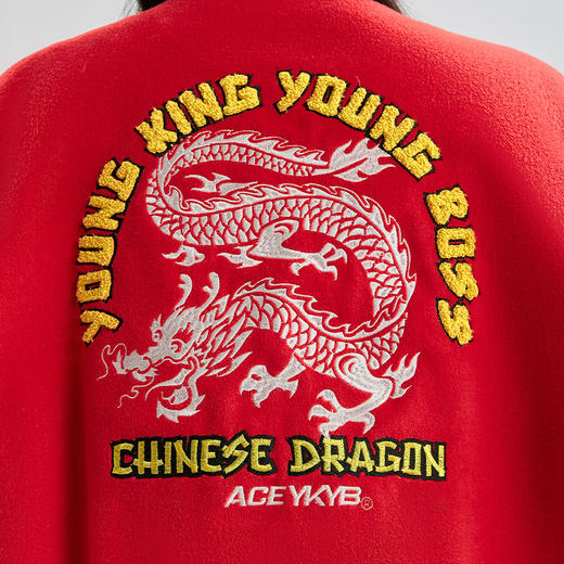 【YKYB黄子韬同款】棒球服冬潮牌拼接撞色毛呢外套龙刺绣宽松夹克 商品图2
