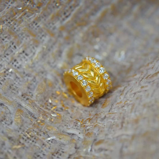 古法黄金点钻系列 足金满钻金穗子路路通吊坠 商品图0