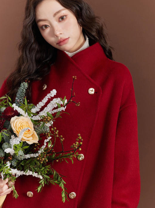 安娜红色羊毛大衣 商品图0