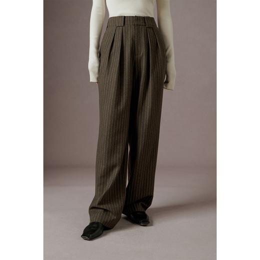 气质美拉德条纹阔腿西装裤女2023冬季新款高腰宽松垂感休闲裤 商品图3