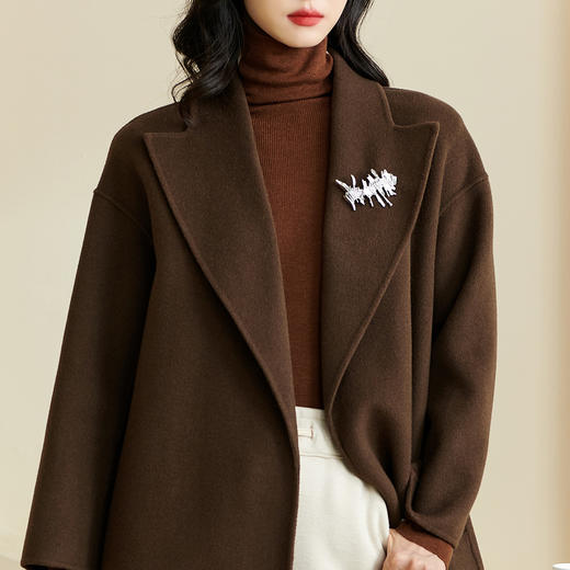 【剩L】米思阳冬季新款时尚气质毛呢外套系带收腰加厚羊毛大衣女3368 商品图5