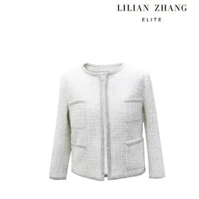 定制-简单优雅气质-粗花呢白色织带嵌边-小香风气质短外套1905036