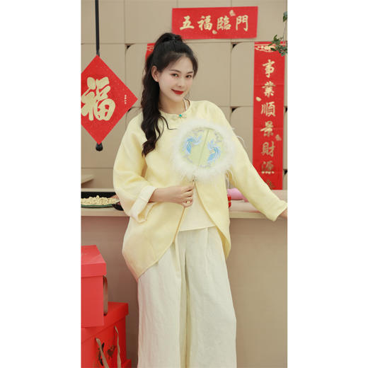 【贺春系列】中式小衫+吊带+开衩阔腿裤（24710023+24718016+24709024-半见） 商品图0