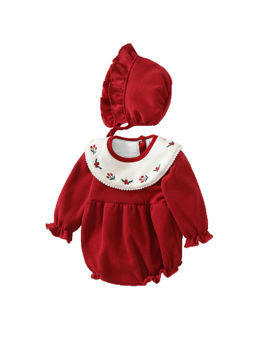 【萌宝时尚长袖哈衣】宝宝衣服秋冬2023新生儿包屁衣圆领拼色加绒保暖婴儿衣服 百天服装 商品图4