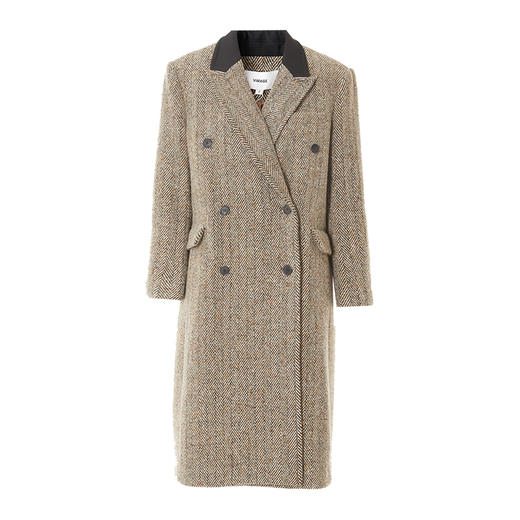 VIMAGE纬漫纪冬季新款经典撞色洋气长款大衣外套V2014613 商品图5