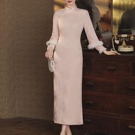 RZY 8028锦棉长款旗袍中式复古优雅气质款旗袍裙