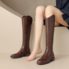 时尚百搭，加绒保暖全真皮高筒靴低跟圆头骑士靴牛皮大小筒长靴YLD-X972 商品缩略图5