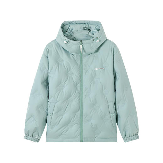 YKYB连帽羽绒服冬季新款潮牌上衣街头休闲黑桃压花夜光宽松外套 商品图3