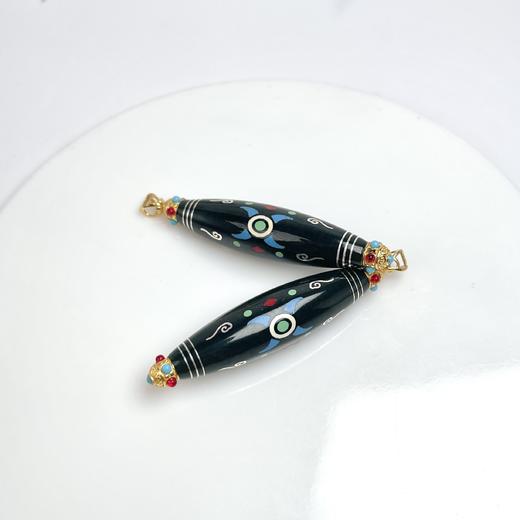 DS925和田玉吊坠-金银错青玉天珠65*13#9A1 商品图0