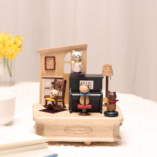 wooderfullife  音乐盒 猫咪弹钢琴 商品图2
