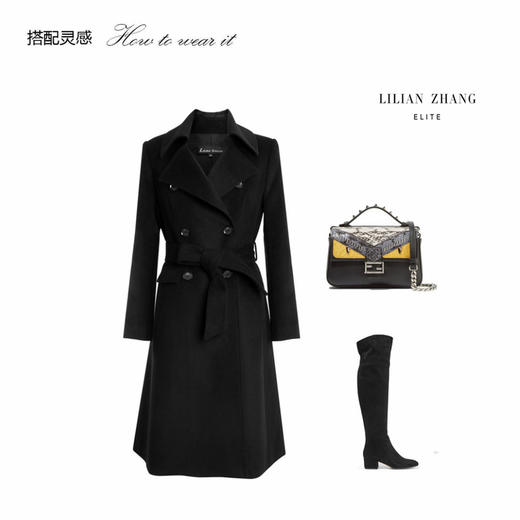 羊绒双排扣大衣 - 英伦风气质翻领百搭通勤中长款外套  1506007 商品图3