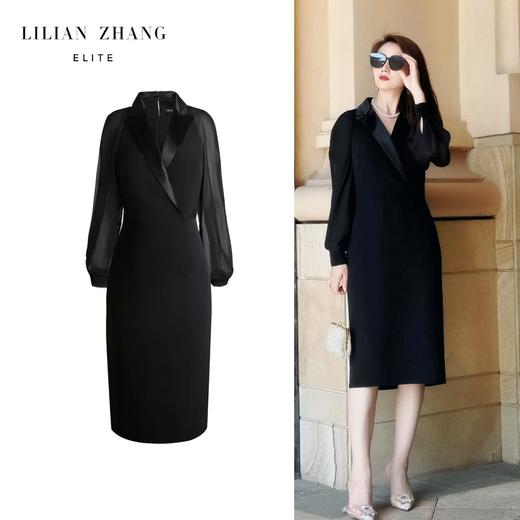 轻奢、格调派对—插肩纱袖小黑裙 - 优雅气质显瘦连衣裙  2301031 商品图0