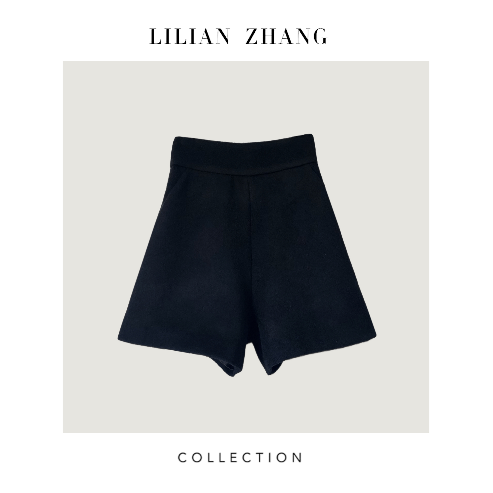 2304106 定制—都市力量——至简新潮——秋冬复古中高腰显瘦羊毛短裤