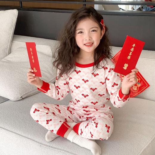 2026年马年新年儿童新年小龙年大红色纯棉A类秋衣秋裤套装家居服保暖睡衣80cm-160cm 商品图3