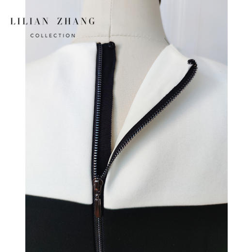 定制—都市力量—复古新潮优雅黑白经典拼接包臀TSL连衣裙 2301103 商品图2