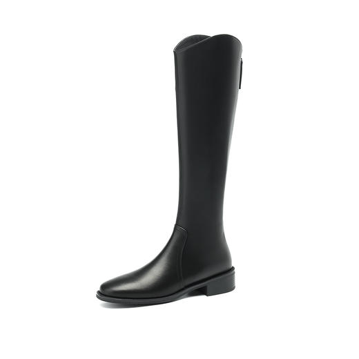 时尚百搭，加绒保暖全真皮高筒靴低跟圆头骑士靴牛皮大小筒长靴YLD-X972 商品图9