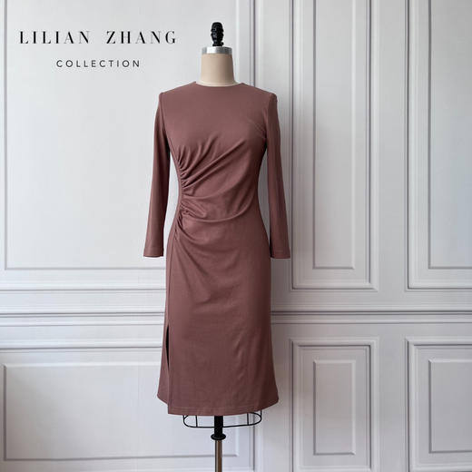 定制—衣橱新宠—手工褶  侧开叉修身连衣裙   2201095 商品图0