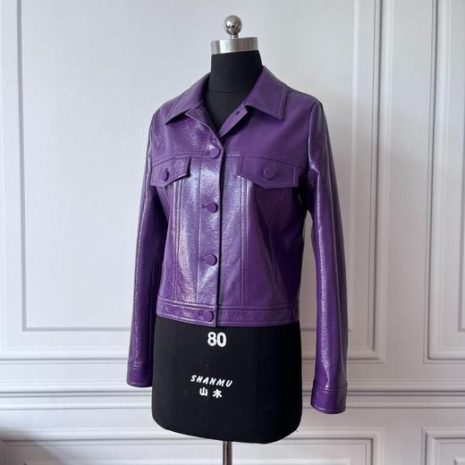 定制—都市摩登——紫色潮感皮夹克翻领外套、秋季短款外套  2205047 商品图1