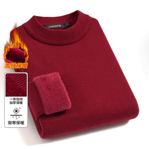 【加绒加厚】罗蒙秋冬男装半高领毛衣男加绒毛衣男士休闲百搭毛衣针织衫男 商品图9