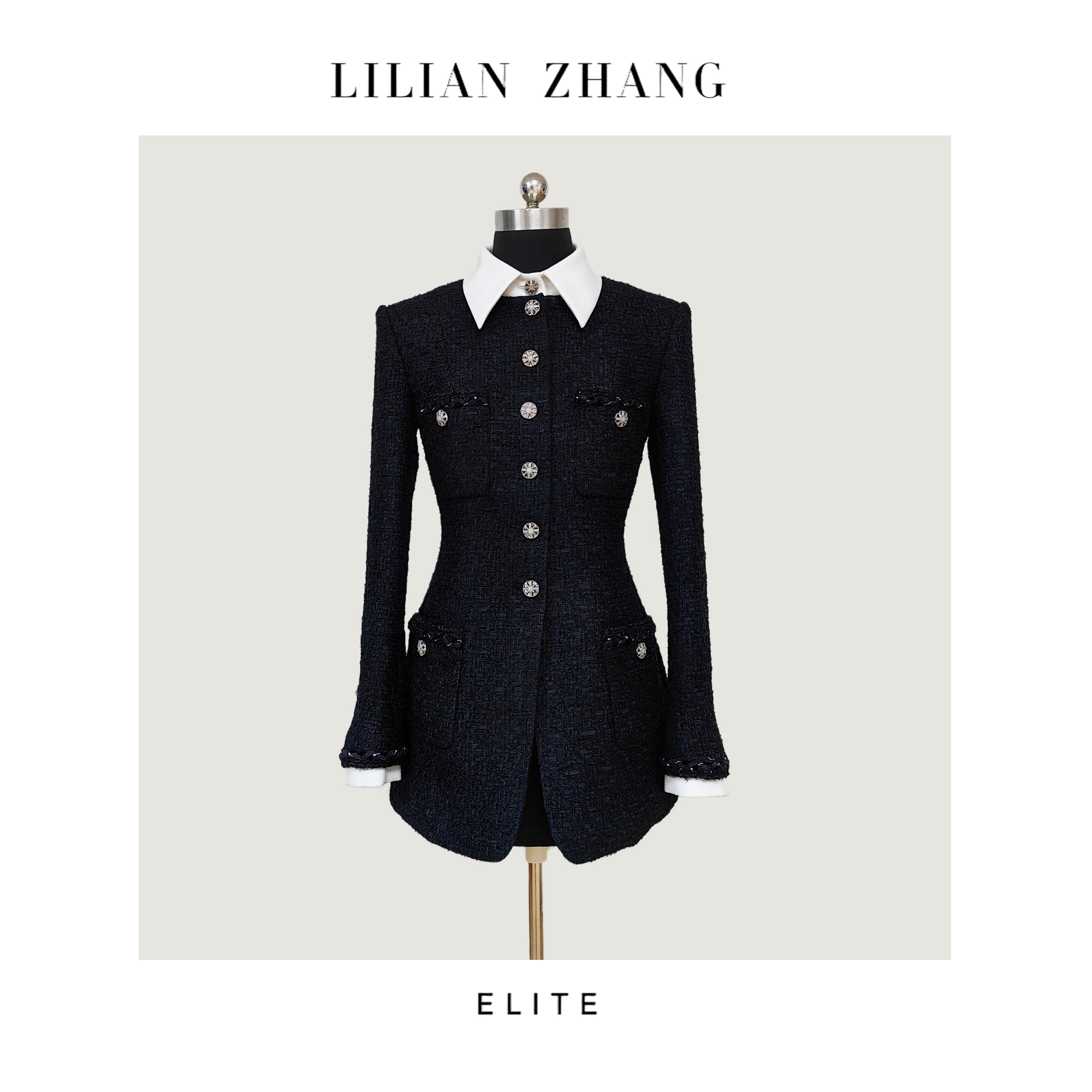 定制—都市力量永恒经典—五金女孩一衣两穿小香风外套 2305036