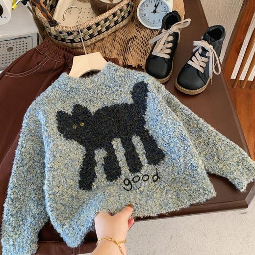 【冬日寒风！温暖童心】冬季毛衣猫咪韩版潮男童女童，儿童针织上衣冬款新款卡通毛衣，青春流行萌力十足 图案精致细腻 商品图1