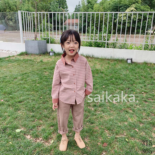 SY315 袖领拼色格衬   100-140 商品图7