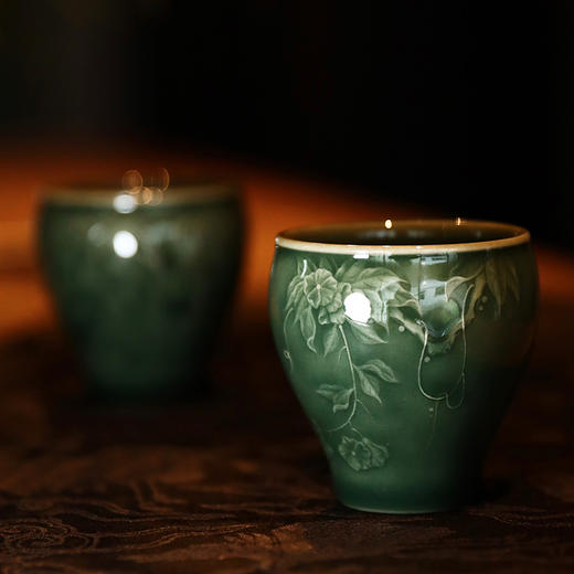 龙泉青瓷严少英春风和煦杯梅子青茶具陶瓷品茗杯主个人饮杯高档功夫茶道 商品图3