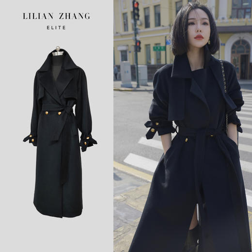都市力量、热力感穿搭、至简新潮、大翻领英伦风长款大衣2306014 商品图0