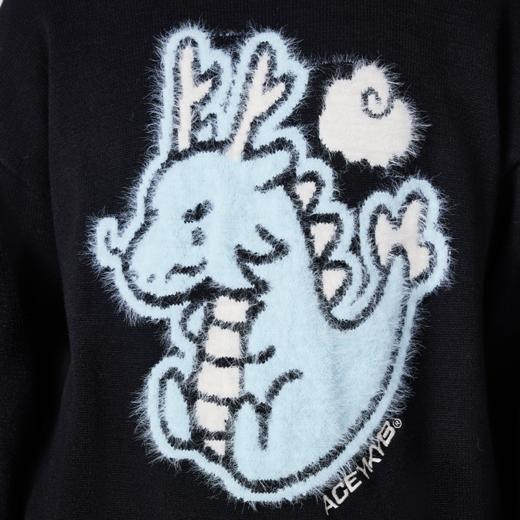 YKYB本命龙年毛衣潮流冬季新年个性提花上衣仿貂毛休闲宽松针织衫 商品图1