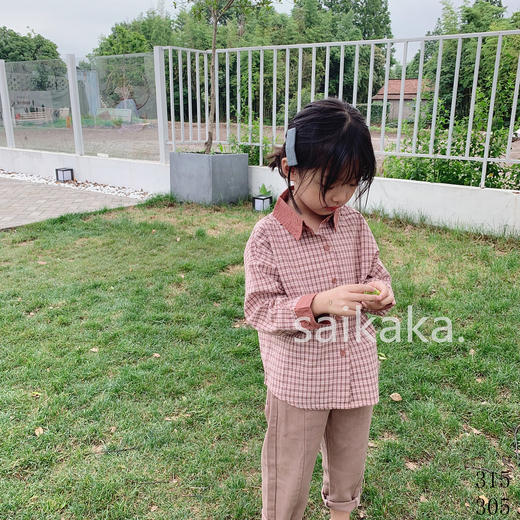 SY315 袖领拼色格衬   100-140 商品图6