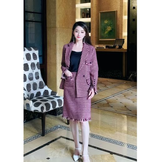 定制—中GU风、温莎宫廷软呢小香风半裙气质秋冬格纹一步裙 2203032 商品图4