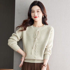 秋冬内搭打底衫，小个子短款毛衣女配裙子系带上衣CC-15-1909